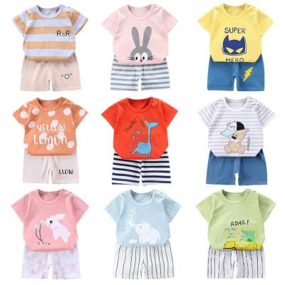 China Cheap 100% Organic Premium Cotton Kids Boy Casual Short Sleeve Casual Suit Factory Clothes Sets Girls Clothing Sets Kids Clothes for sale