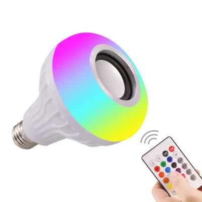 China Smart Atmosphere Colorful Lamp Hotel Music E27 RGB Multifunction Remote Control Multifunction Dimming Speaker Led Bulb Light for sale