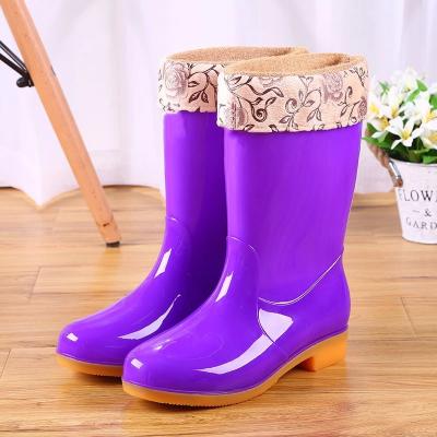 China Fashion Trend Factory Hot Knee Length Rain Boots Ladies Fashion Women Boots New Arrival 2022 Colorful Rain Shoe For Adult for sale