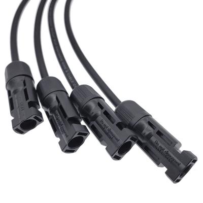 China Power Station 4 to 1 Solar Cable Connector PV Plug Cable Connectors (male and female) for Solar Panels 6mm2(AWG10) PV cable for sale