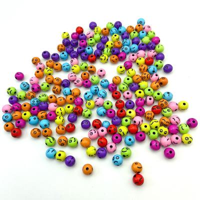 China Factory Price 8mm Lovely Jewelry Making Letter Smiley Round Plastic Acrylic Alphabet Beads for sale