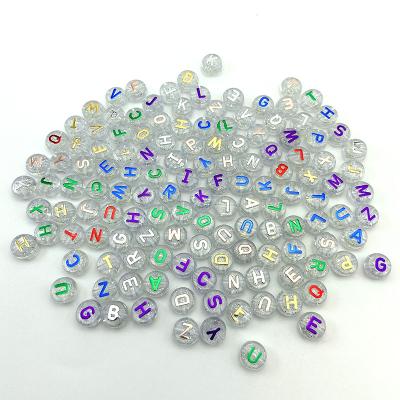 China Beautiful New Letter Plastic Alphabet Beads Transparent Acrylic Snap Beads Bracelets 6*10mm for sale