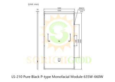 China 635W 210 Pure Black P-Type Monofacial Module For BIPV And Rooftop Systems for sale