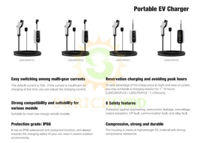 China IP66 Waterproof Dustproof LSAC Portable EV Charger For Safe Outdoor Charging for sale