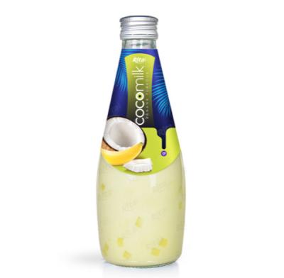 China Glass Bottle 290ml Natural Free Dairy Coconut Fresh Banana Flavored Milk Drink for sale