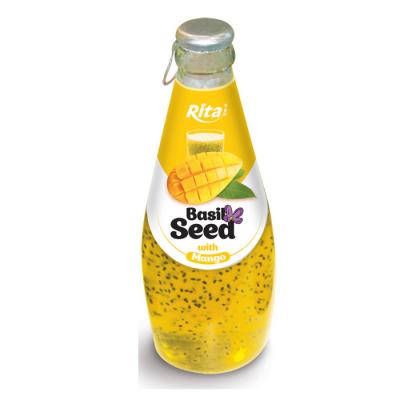 China 290ml Natural Glass Bottle Basil Seed Drink with Mango Flavor for sale