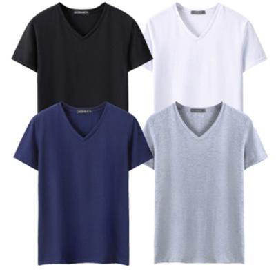 China Anti-Wrinkle Customized Printed Casual T-shirt Summer Cotton V-Neck T-Shirt Men's Plus Size Casual T-Shirt for sale