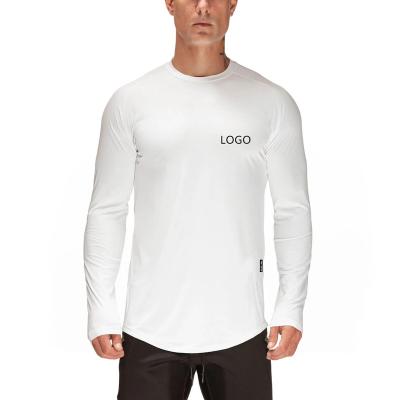 China Custom White Men's Gym Sporty T-Shirt Anti-wrinkle Cotton Printing Long Sleeve T Shirt for sale