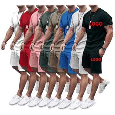 China custom Anti-wrinkle mens shorts sets two piece summer matching customized logo mens 2 piece short set for men for sale