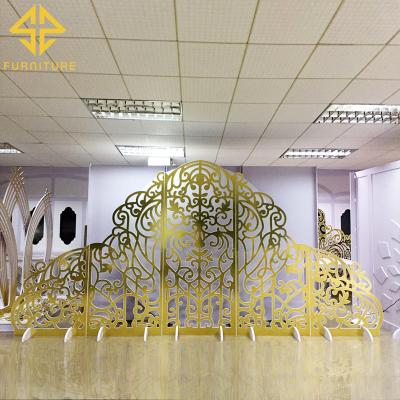 China Luxurious Wedding Decorations SAWA Gold Decor PVC Fashionable Wedding Event Backdrop for sale