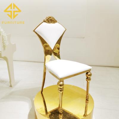 China Modern White Back Leather Flower Stainless Steel Chair Hotel Banquet Furniture Wedding Dining Chair for sale