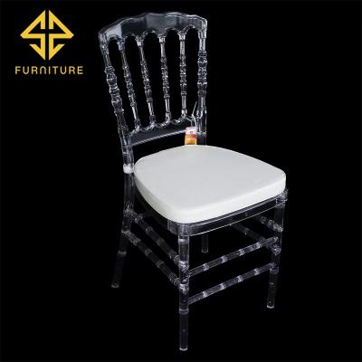 China Modern Wholesale Cheap Napoleon Wedding Banquet Hotel Acrylic Transparent Resin Dining Chair for sale