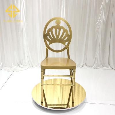 China Hotel Furniture Contemporary Stackable Chair Round Metal Crown Wedding Square Wedding Back Chair for sale