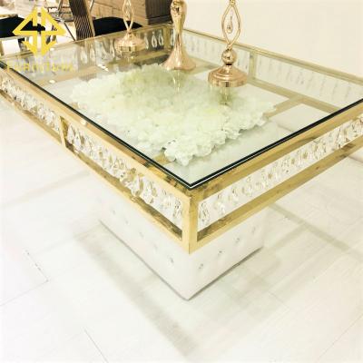 China Modern Modern Stainless Steel Table Wedding Hotel Banquet Table Glass Cake Table for sale