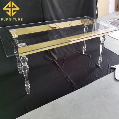 China Popular transparent design adjustable table (other) wedding event table acrylic dining table for sale