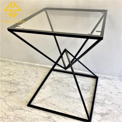 China (Other) SAWA adjustable modern contracted glass top metal frame cake table for wedding event used for sale