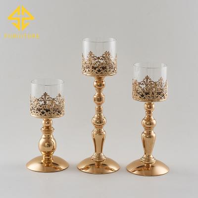 China SAWA weddings modern luxury gold metal candle holder for wedding table centerpiece for sale