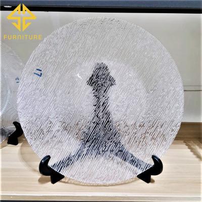 China 32-33 Cm Sustainable Wholesale Luxury Clear Plastic Charger Dishes For Wedding Hotel Restaurant Tableware for sale