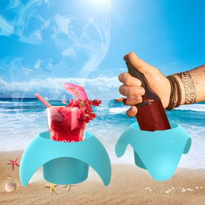 China Customized Beach Vacation Stocked Plastic Cup Holder Amazon Popular 4 Pieces Drink Bottle Cup Holder Wholesale for sale