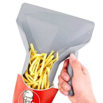 China Sustainable High Quality Plastic Fries Scoop, New OEM Plastic Fry Scoop, China Made Food French Fries Scoop With Straight Handle for sale