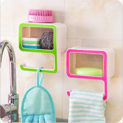 China Creative Sustainable Muti-functional Hanging Soap Rack Plastic Soap Crate Suction Soap Holder For Bathroom for sale