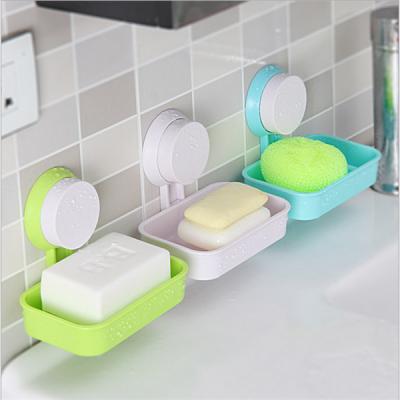 China Sustainable Fashion Soap Dish Strong Suction Cup Wall Soap Box Holder Bathroom Accessories for sale