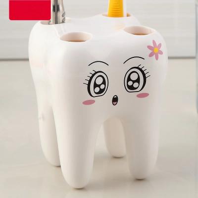 China Sustainable Toothbrush Shelf Holder Container 4 Hole Teeth Form Rack Bracket Y for sale