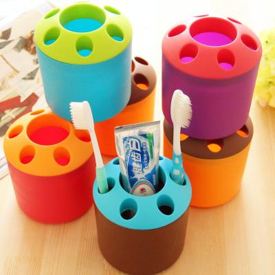 China Viable Multicolor Toothbrush Toothpaste Holder Cup Pen Holder Container Plastic Jar for sale