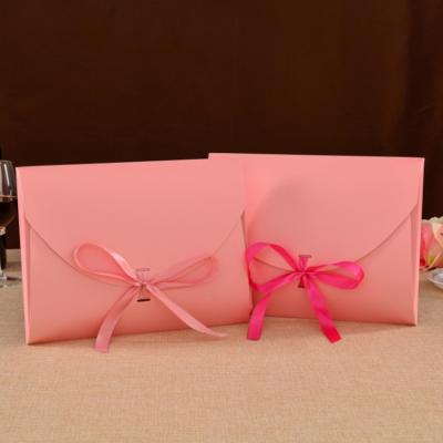 China WLT5-2-10 Recyclable Bow Tie Pink Ribbon WLT5-2-10 Envelope Shape Card Box Scarf Packaging T-shirts Paper Boxes for sale