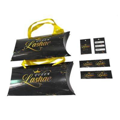 China Recyclable HP-60 Customized Brand Printing Free Design Templates Hair Wrapping Sets Box And Pillow Pack Wraps And Hair Tag for sale