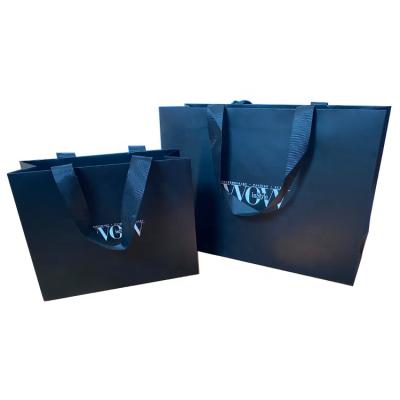 China XKT-424 Recyclable Black Paper Luxury Packaging Printing Shopping Custom Paper Bags With Your Own Logo for sale