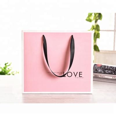 China WZD15-5 Recyclable Paper Party Bags Printing Retail Custom Ribbon Handles Decorative Paper Gift Bags Store for sale