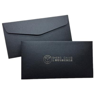 China WXF-64 Business Envelope Custom Order Company Logo Printing Silver Stamping Black Paper Envelope , Custom Business Envelope Printing for sale