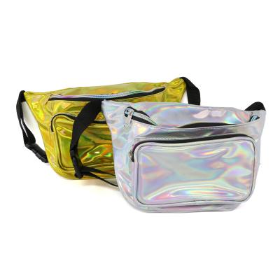 China Anti-theft Actions Hand Shape PVC Holographic Glossy Shiny Cellphone Bag Waist Fanny Pack Waterproof Bag for sale