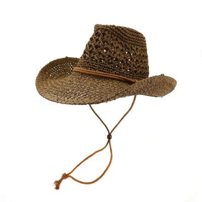 China Eco-Friendly Cowboy Straw Hat Western Panama Maker Straw Sun Hat Men Hand Made Women Beach Hat for sale