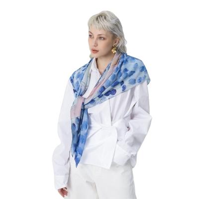 China European American Luxury Women's Custom Printed Long Square Twill Silk Scarf for sale