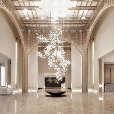 China Unique Design/High Quality Hot Selling Custom Big Decoration Modern Pendant Ceiling Lamp Long Crystal Hanging Lobby Hotel LED Chandelier Light for sale