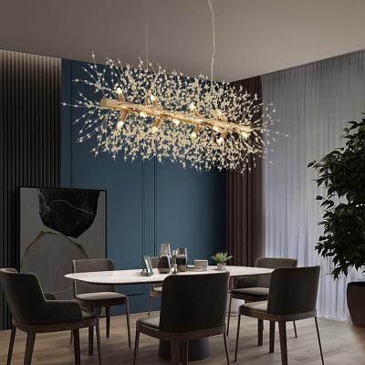 Κίνα Unique Design/High Quality Modern Luxury Crystal Hanging Pendant Light Linear Firework Lighting Gold Decorative Kitchen Island Dining Room Chandeliers προς πώληση