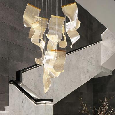 China Unique Design/High Quality DICKPO Factory Custom Luxury Hotel Large Light Pendant Ceiling Hanging Big Staircase Indoor Chandelier LED Lamp zu verkaufen