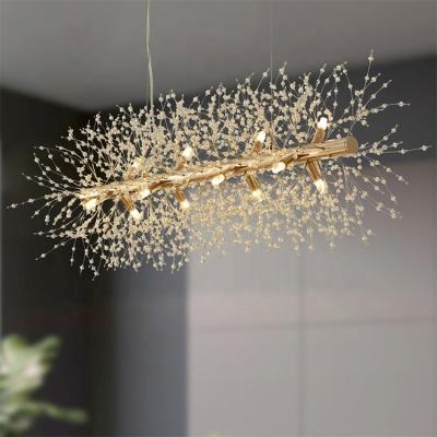 China Unique Design/High Quality DICKPO Drop Shipping Indoor Hotel Living Room Dining Pendant Lamp LED Luxury Crystal Chandelier Light for sale