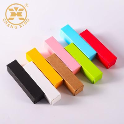 China Recyclable Custom Sizes Mini Cosmetic Packaging Box Beauty Gloss Black Kraft Paper Lipstick Package Box for sale