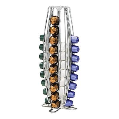 China 2021 Rotating Nespresso Iron Coffee Stand Storage Holder Carousel 30 Capsules Rotating Display Stand For Cafes Home Office Counter for sale