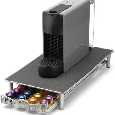 China Sustainable Special Design Metal Coffee Storage Drawers 40 PCS Coffee Pod Holder Nespresso Capsule Holder for sale