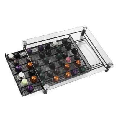 China Viable Hot Product Countertop Black Iron Nespresso Single Coffee Pod Drawer For Storage Coffee Capsule for sale