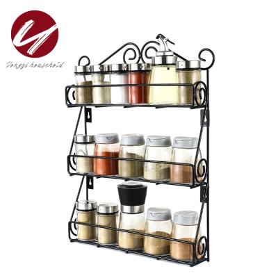 China Good Quality Viable Iron Kitchen Organizer Multifunctional Shelves Cabinet Standing Spice Rack Seasoning Rack for sale