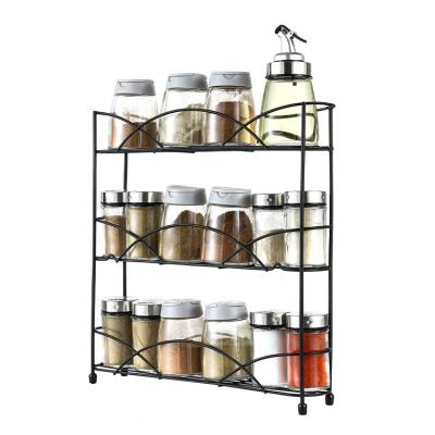 China High Quality Universal Organizer Staple 3 Tier Storage Kitchen Spice Rack Decorative Spice Jar Storage Rack for sale