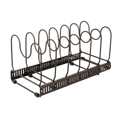 China Sustainable Morden Style Pan Rack Drying Cover and Pan Organizer Expandable Pot Rack for sale