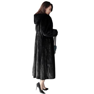 China Plus Size Winter Womens Long Mink Fur Coat Leisure Anorak Hooded Warm Oversized Anti-Wrinkle for sale