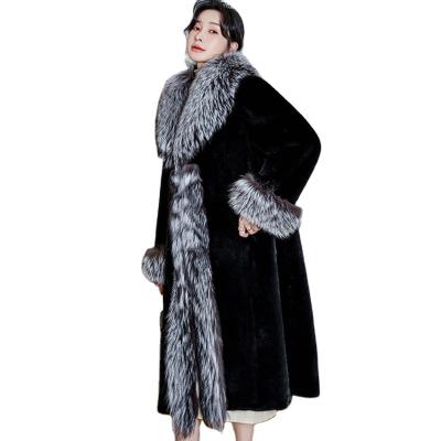 China Plus Size Women's Fur Coat Anorak Loose Fox Fur Collar Jacket Winter Leisure Warm Long Mink Coat for sale