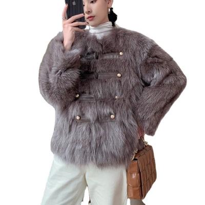 China Anti-wrinkle Fox Fur Coat Fashion Winter Coat Fox Fur Jacket Women Warm Fur Outerwear Long for sale